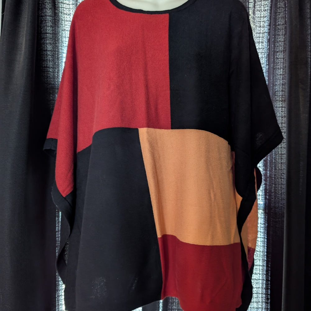 Color Block Poncho Top